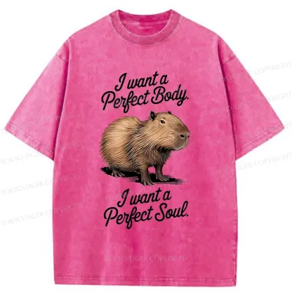 Tokyo-Tiger Capybaras Want Perfection Washed T-Shirt