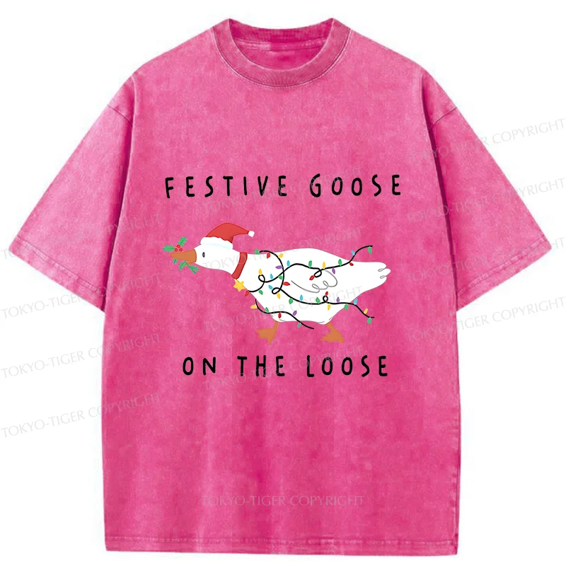 Tokyo-Tiger Stupid Goose Christmas Washed T-Shirt