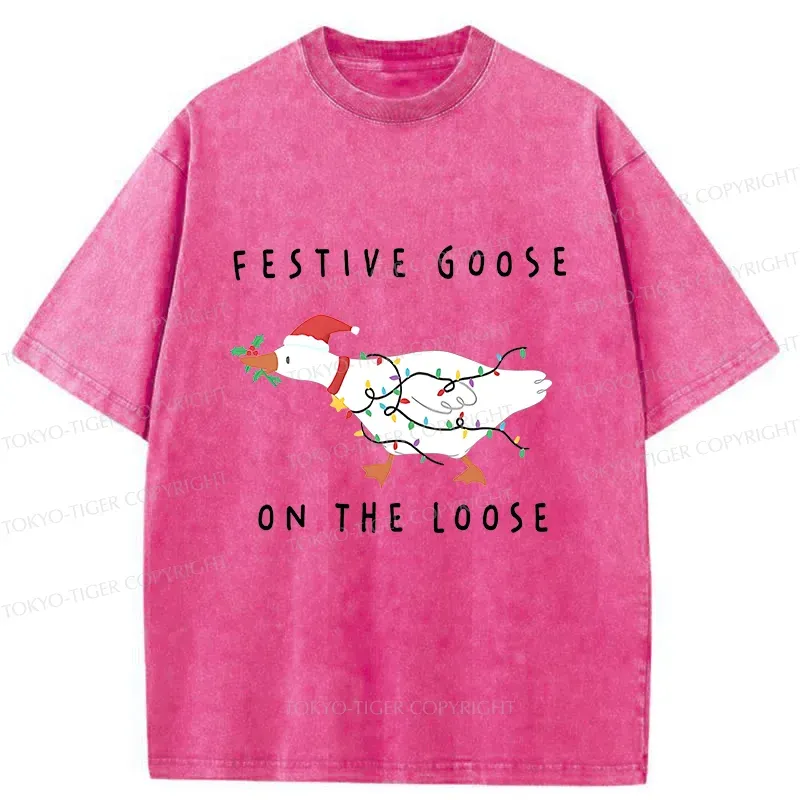 Tokyo-Tiger Stupid Goose Christmas Washed T-Shirt