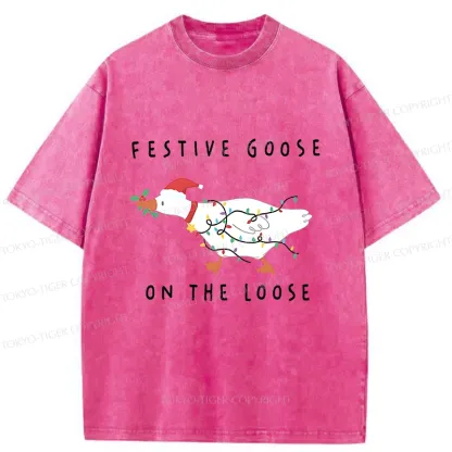 Tokyo-Tiger Stupid Goose Christmas Washed T-Shirt