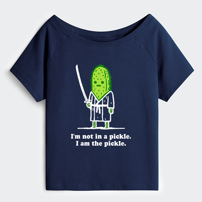 Tokyo-Tiger Funny Cucumber Samurai Off Shoulder T-Shirt