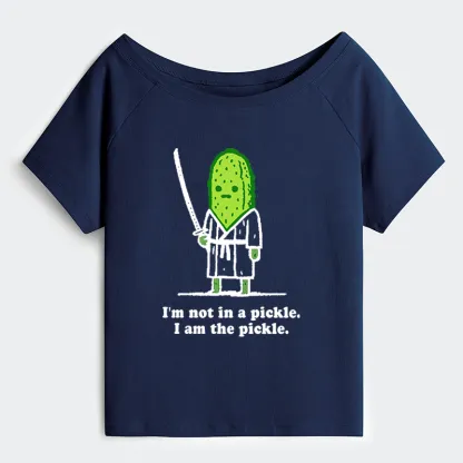 Tokyo-Tiger Funny Cucumber Samurai Off Shoulder T-Shirt