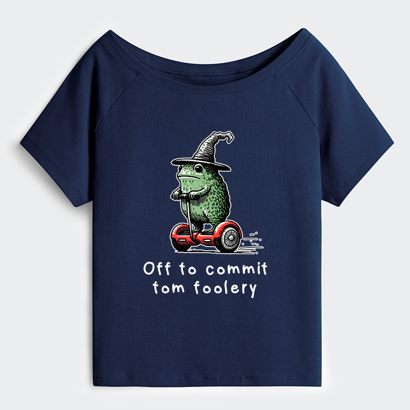 Tokyo-Tiger Frog Riding A Balance Scooter Off Shoulder T-Shirt