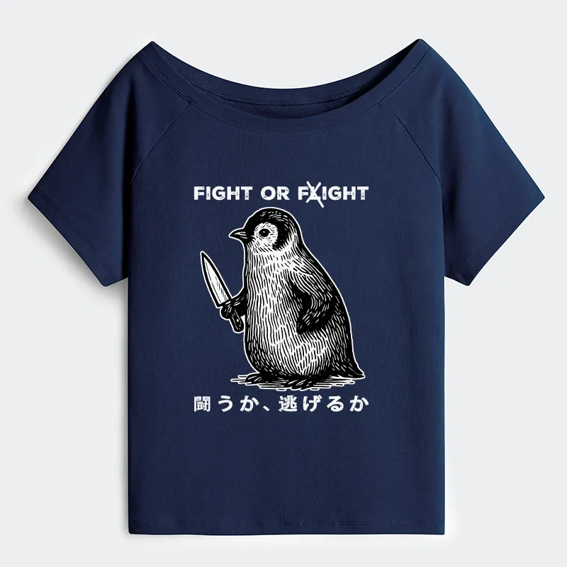 Tokyo-Tiger Funny Fight Or Flight Off Shoulder T-Shirt