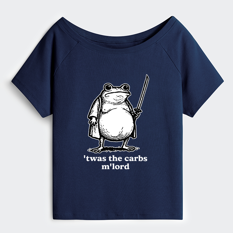 Tokyo-Tiger Funny Fat Samurai Frog Off Shoulder T-Shirt