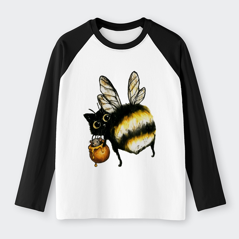 Tokyo-Tiger Cute Catbee Butt Raglan Long Sleeve T-shirt
