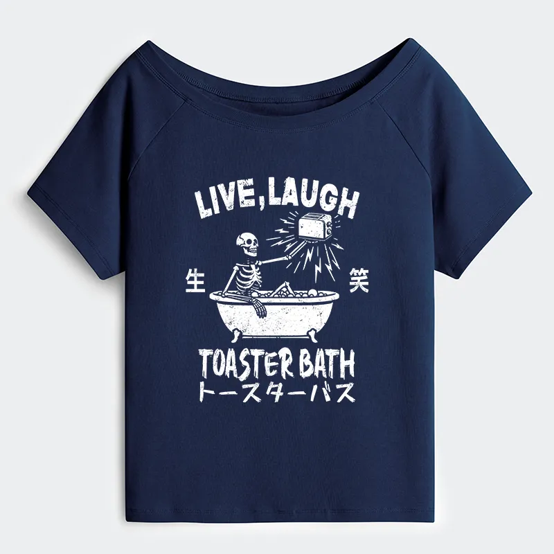 Tokyo-Tiger Funny Electric Shock Skeleton Off Shoulder T-Shirt