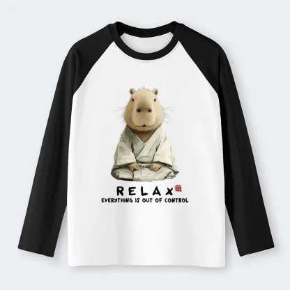 Tokyo-Tiger Zen Capybara：Relax, It's All Chaos Raglan Long Sleeve T-shirt