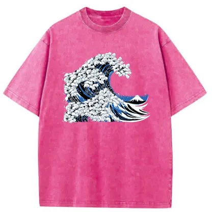 Tokyo-Tiger Japanese Cat Wave Washed T-Shirt