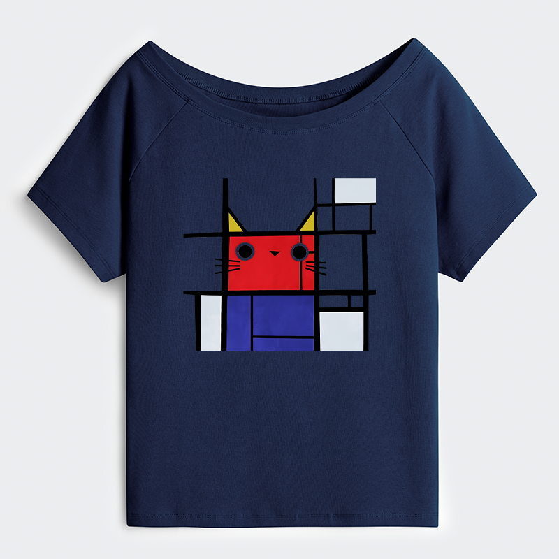 Tokyo-Tiger Abstract Art Cat Off Shoulder T-Shirt