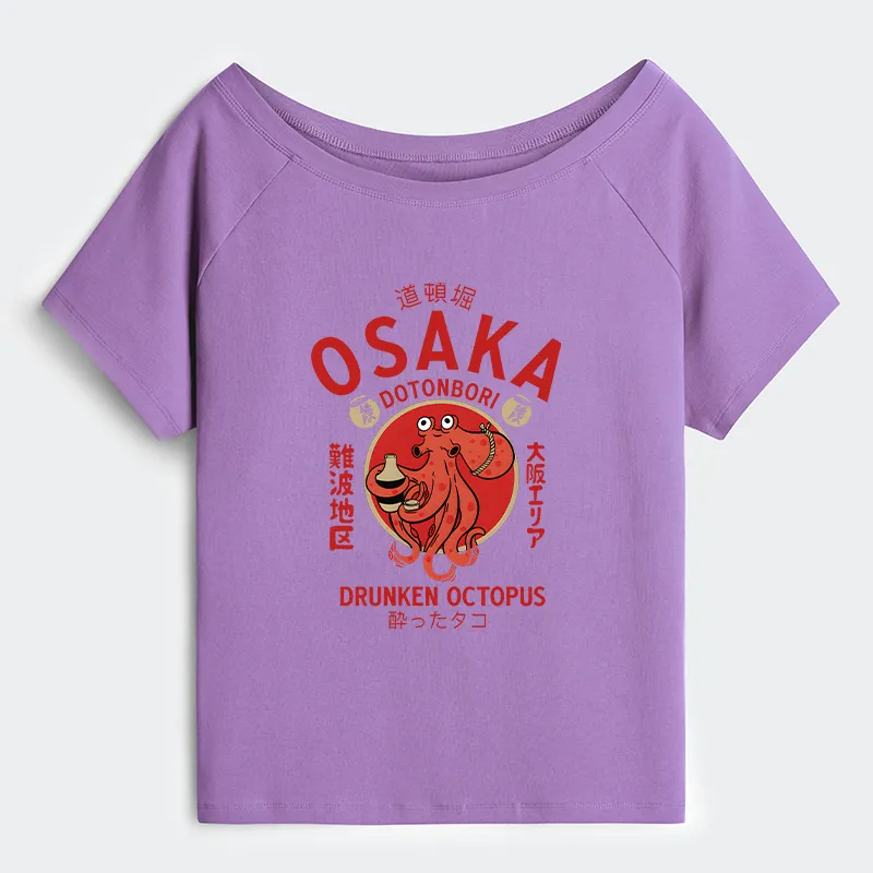 Tokyo-Tiger Drunken Octopus Japan Off Shoulder T-Shirt