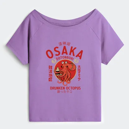 Tokyo-Tiger Drunken Octopus Japan Off Shoulder T-Shirt