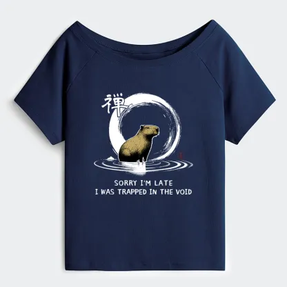 Tokyo-Tiger Zen Capybara Was Trapped In The Void Off Shoulder T-Shirt