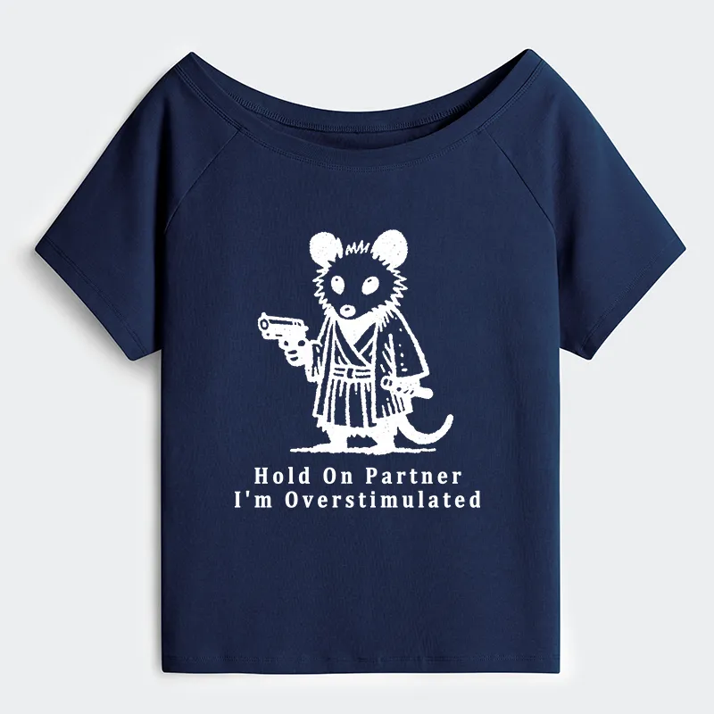 Tokyo-Tiger Funny Possum Samurai Off Shoulder T-Shirt