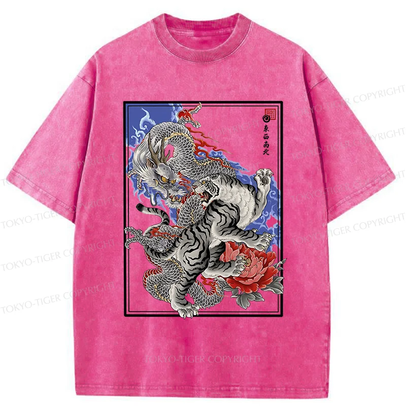 Tokyo-Tiger Dragon And Tiger Washed T-Shirt