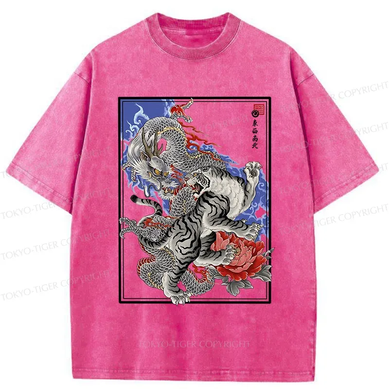 Tokyo-Tiger Dragon And Tiger Washed T-Shirt
