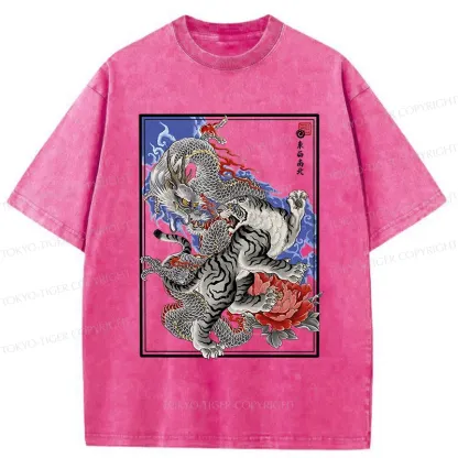 Tokyo-Tiger Dragon And Tiger Washed T-Shirt