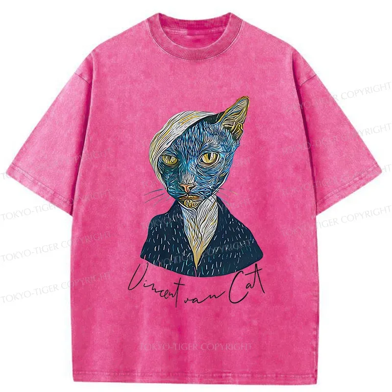 Tokyo-Tiger Van Gogh's Self-portrait Cat Washed T-Shirt