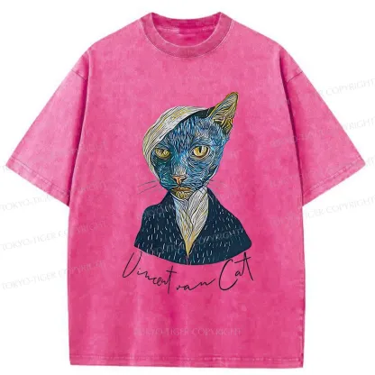 Tokyo-Tiger Van Gogh's Self-portrait Cat Washed T-Shirt