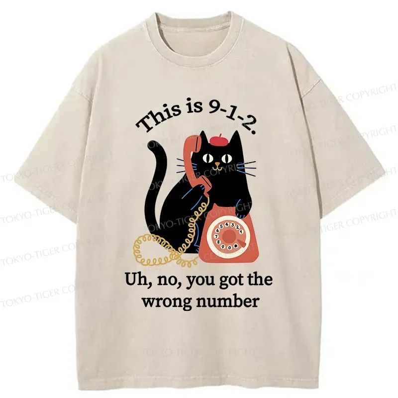 Tokyo-Tiger Cat Makes A Phone Call Washed T-Shirt