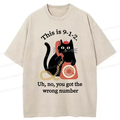 Tokyo-Tiger Cat Makes A Phone Call Washed T-Shirt
