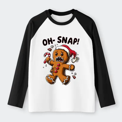 Tokyo-Tiger Oh Snap The Gingerbread Man's Christmas Chaos Raglan Long Sleeve T-shirt