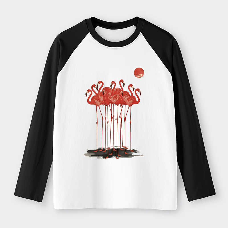 Tokyo-Tiger Flamingos at Dusk Raglan Long Sleeve T-shirt