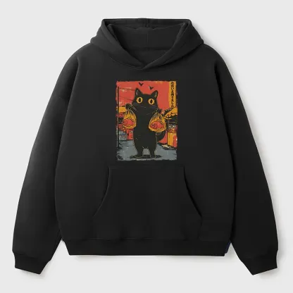 Tokyo-Tiger Cat Fishing Japanese Aldult Fleece Hoodie