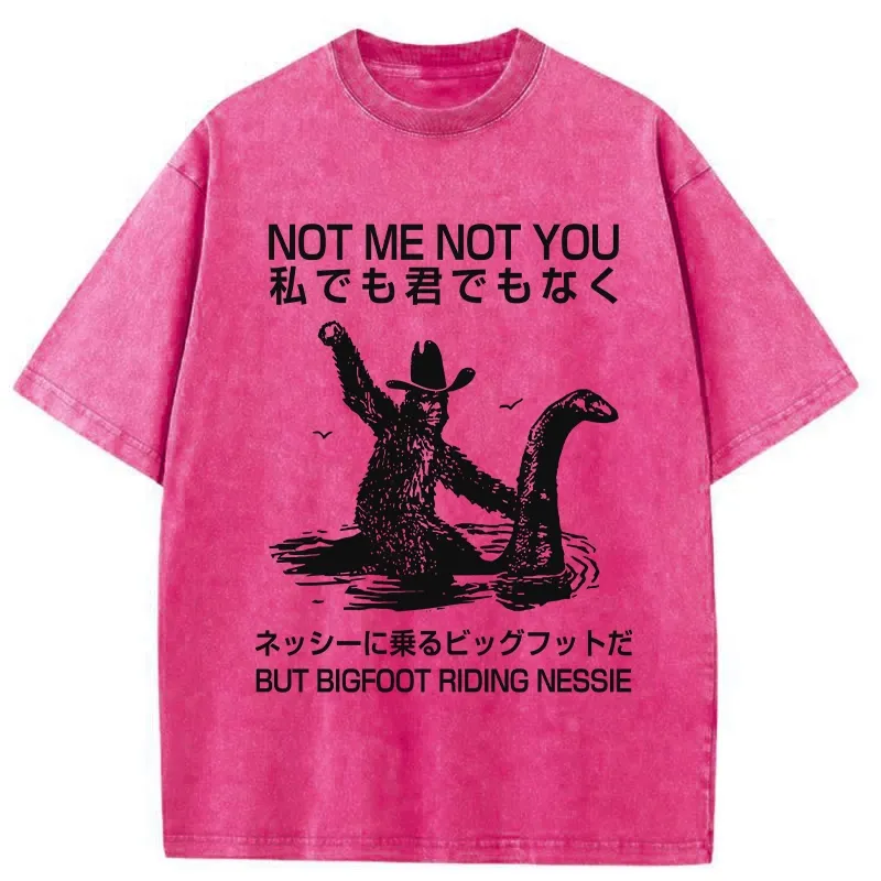 Tokyo-Tiger Bigfoot Riding Nessie Washed T-Shirt Sale