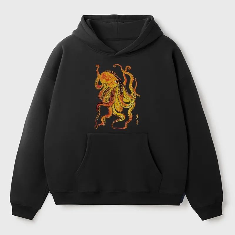 Tokyo-Tiger Deep Sea Gorgeous Octopus Aldult Fleece Hoodie