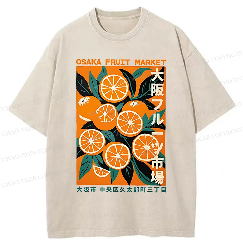Tokyo-Tiger Osaka Orange Poster Washed T-Shirt