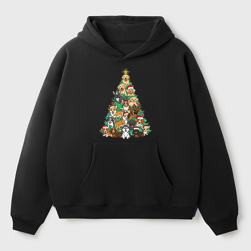 Tokyo-Tiger Christmas Tree Dog Funny Aldult Fleece Hoodie