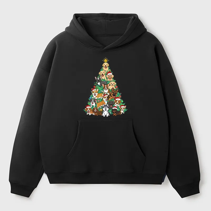Tokyo-Tiger Christmas Tree Dog Funny Aldult Fleece Hoodie