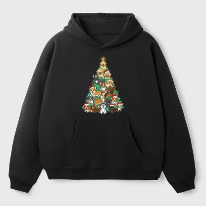 Tokyo-Tiger Christmas Tree Dog Funny Aldult Fleece Hoodie