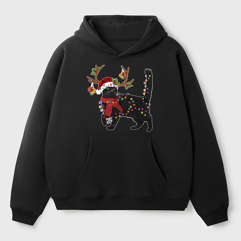Tokyo-Tiger Christmas Black Cat Aldult Fleece Hoodie