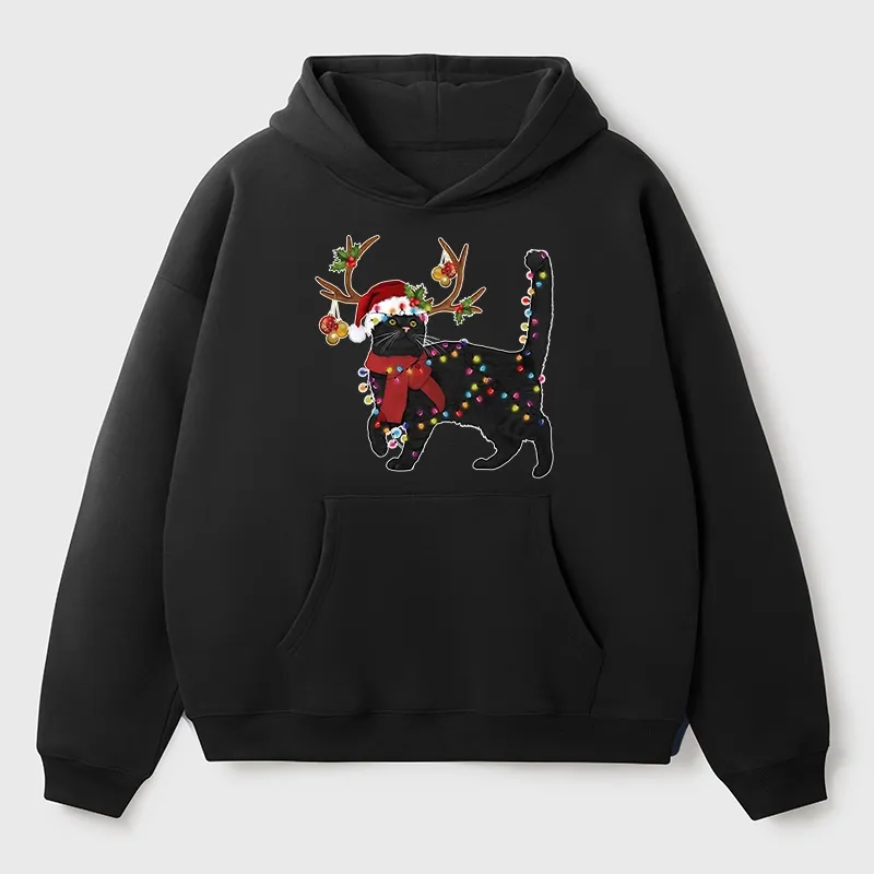 Tokyo-Tiger Christmas Black Cat Aldult Fleece Hoodie