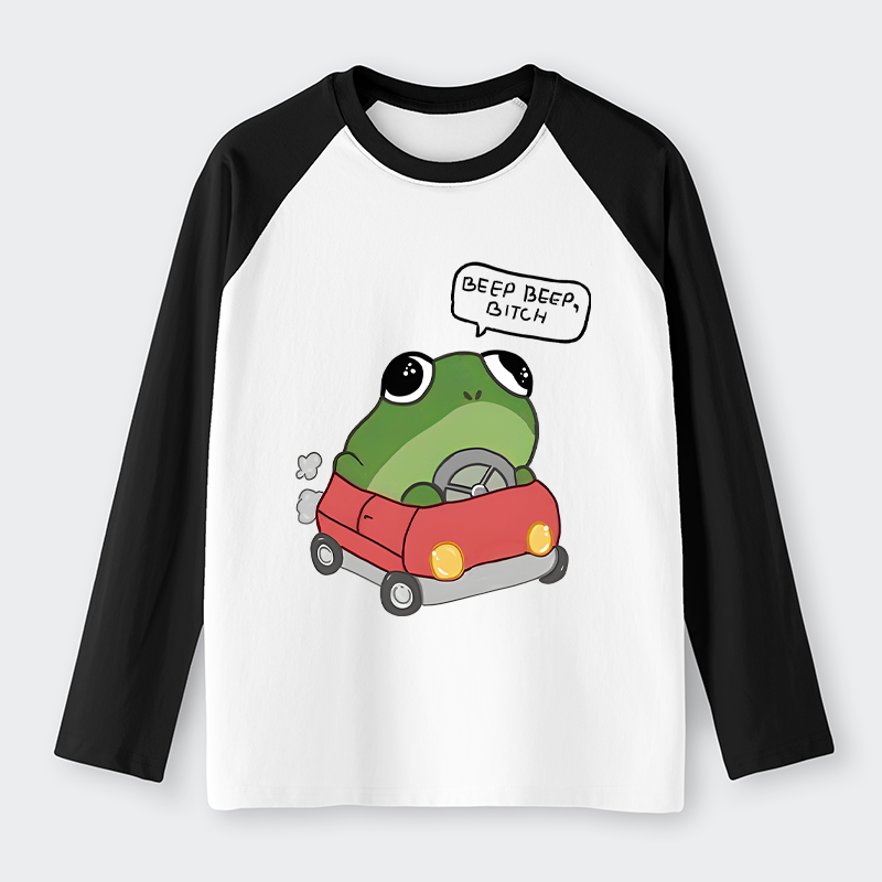 Tokyo-Tiger Frog Driving Raglan Long Sleeve T-shirt