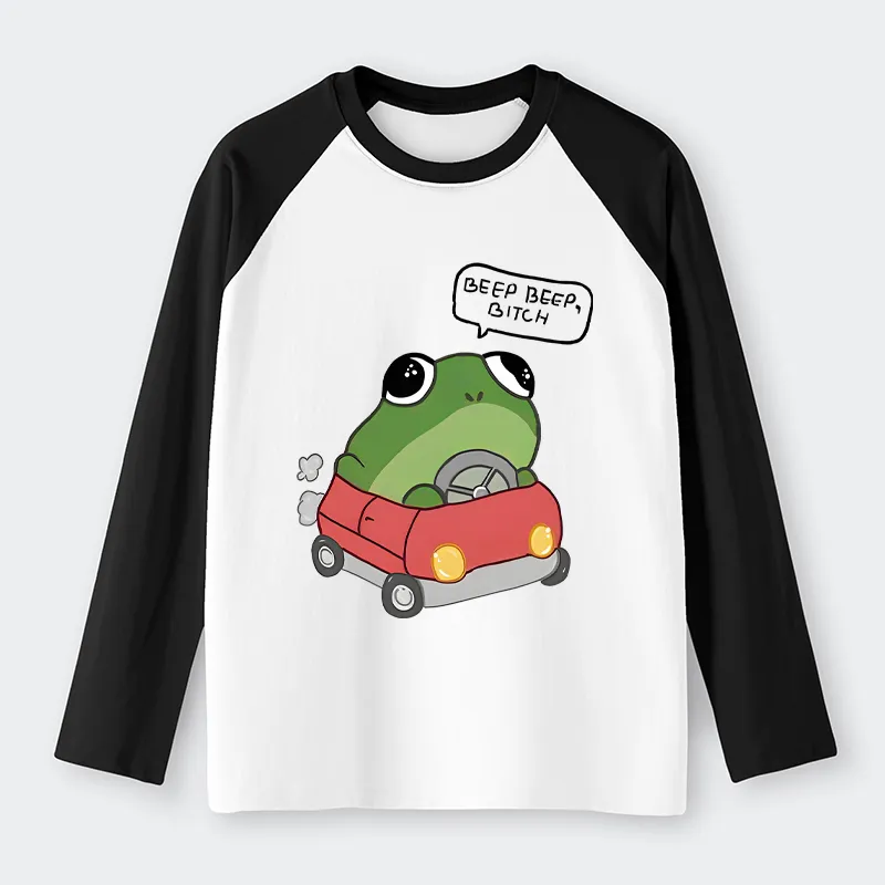 Tokyo-Tiger Frog Driving Raglan Long Sleeve T-shirt
