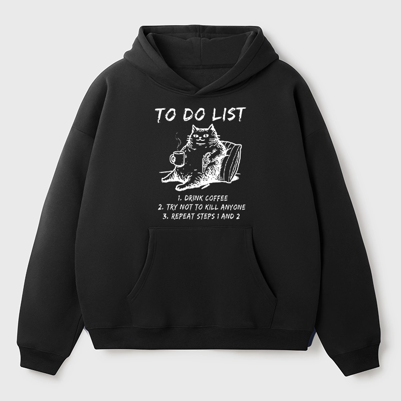 Tokyo-Tiger Cat's To-Do List Aldult Fleece Hoodie