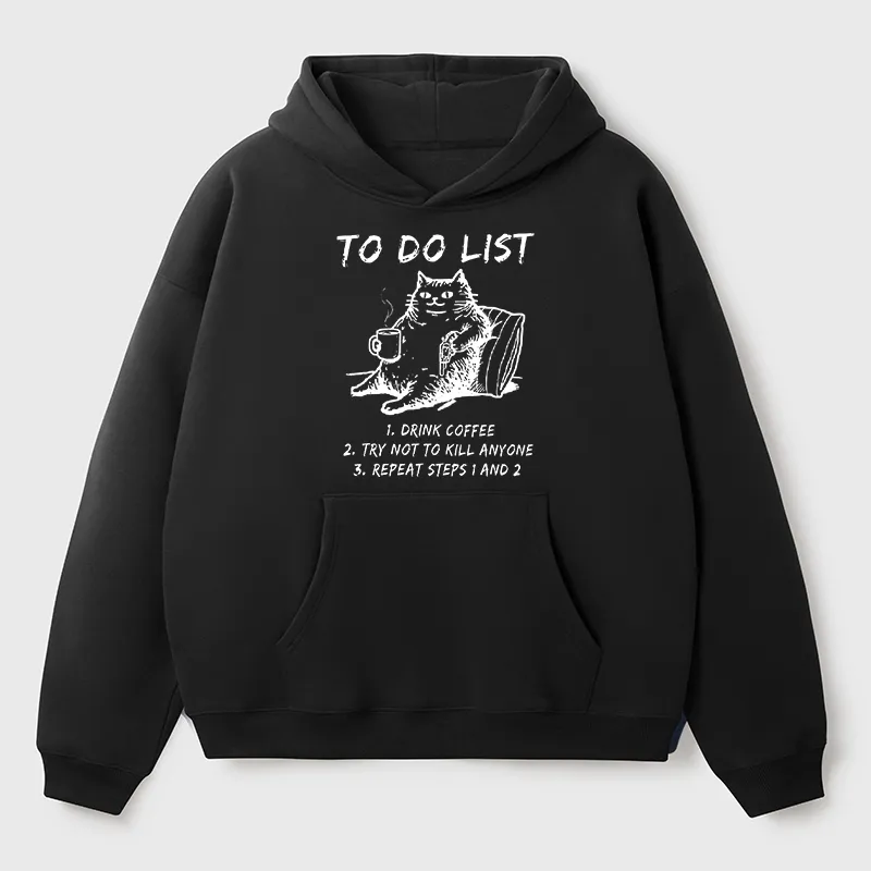 Tokyo-Tiger Cat's To-Do List Aldult Fleece Hoodie