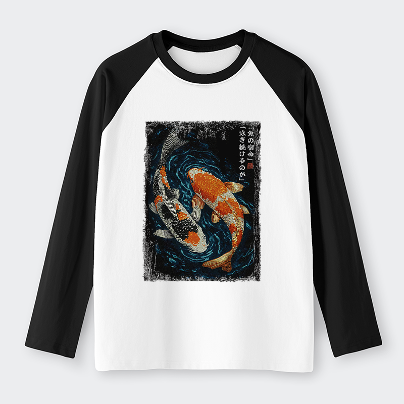 Tokyo-Tiger Eternal Currents: The Life Of A Fish Raglan Long Sleeve T-shirt