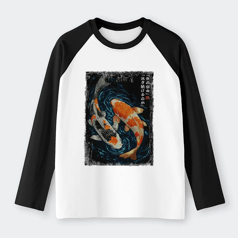 Tokyo-Tiger Eternal Currents: The Life Of A Fish Raglan Long Sleeve T-shirt