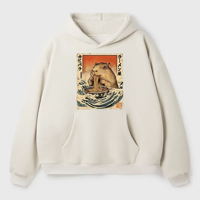 Tokyo-Tiger Hamster Eating Ramen Aldult Fleece Hoodie