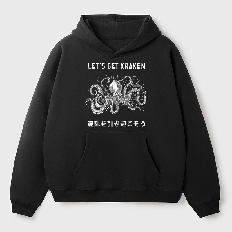 Tokyo-Tiger Funny Octopus：Let’s Get Kraken Aldult Fleece Hoodie