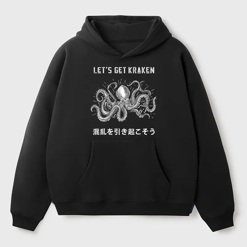 Tokyo-Tiger Funny Octopus：Let’s Get Kraken Aldult Fleece Hoodie