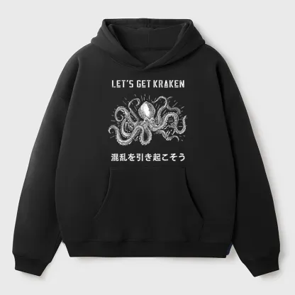 Tokyo-Tiger Funny Octopus：Let’s Get Kraken Aldult Fleece Hoodie