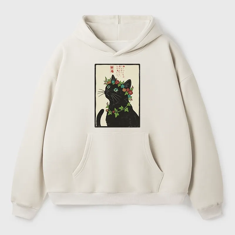 Tokyo-Tiger The Flower-Crowned Cat Aldult Fleece Hoodie