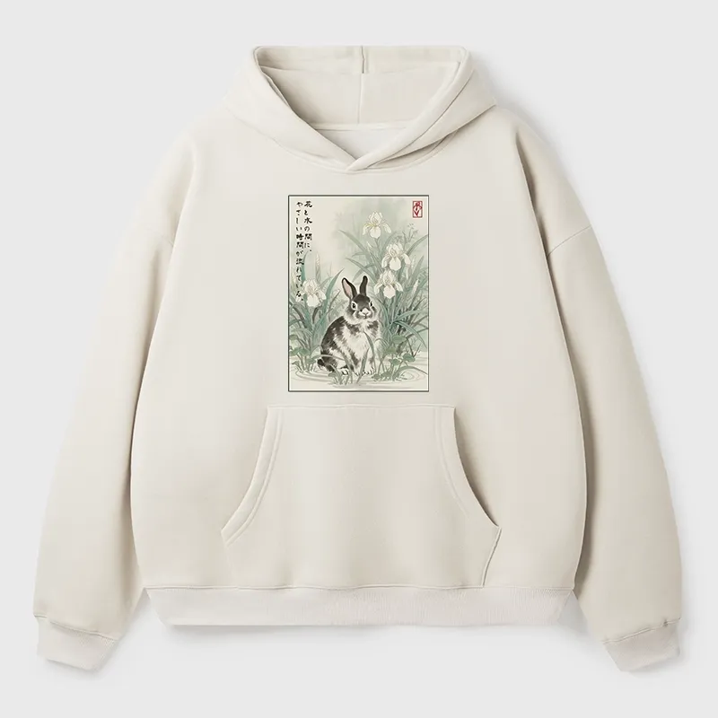 Tokyo-Tiger Little Rabbit Beneath the Blooming Irises Aldult Fleece Hoodie