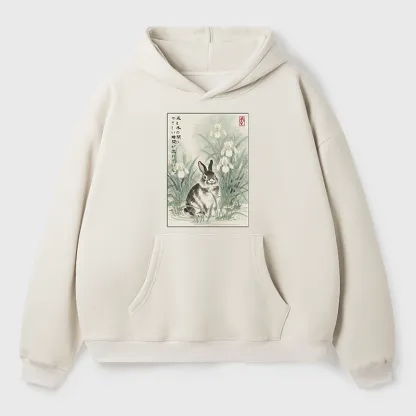 Tokyo-Tiger Little Rabbit Beneath the Blooming Irises Aldult Fleece Hoodie