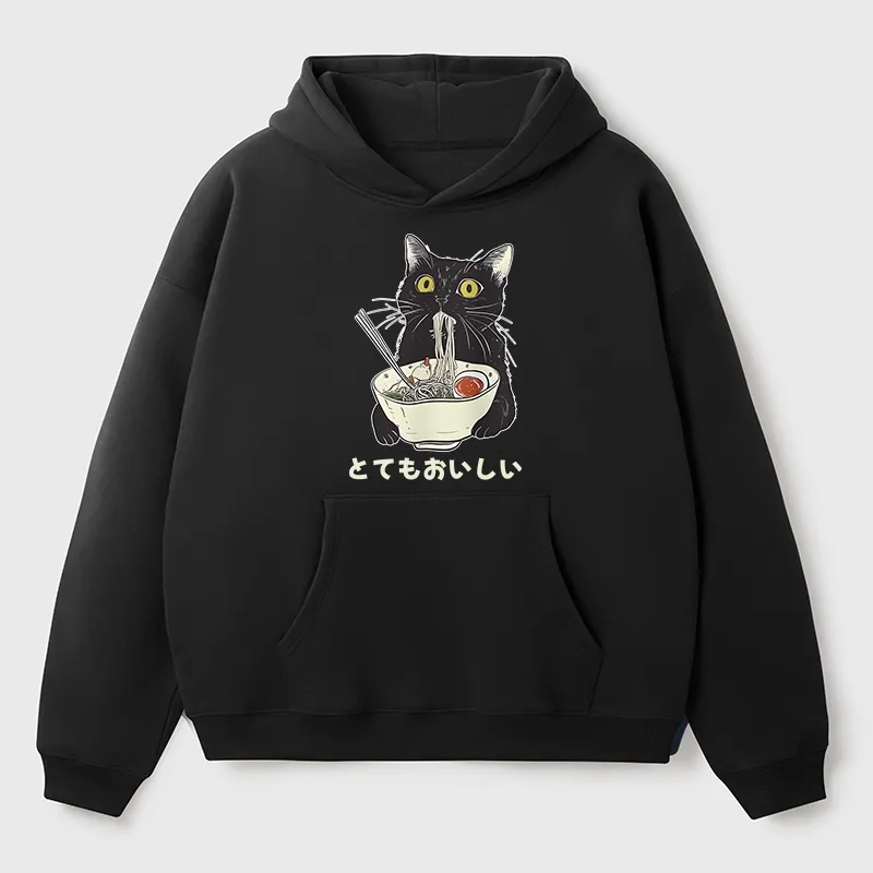Tokyo-Tiger Cats Eat Ramen Noodles Aldult Fleece Hoodie